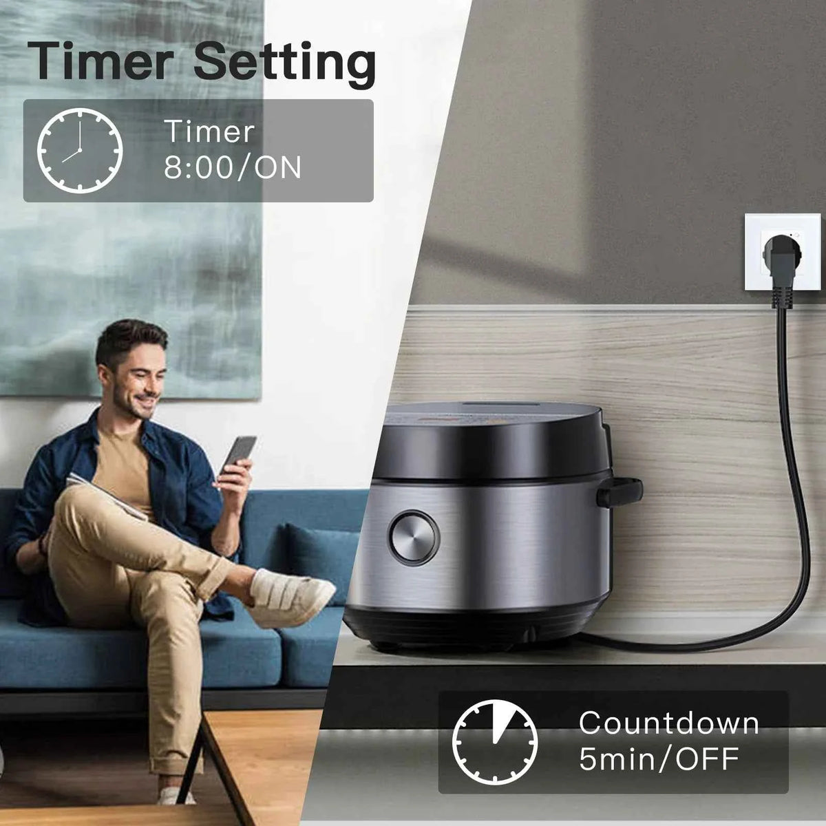 BSEED WiFi Smart Wall Socket France Standard with Crystal Glass Panel