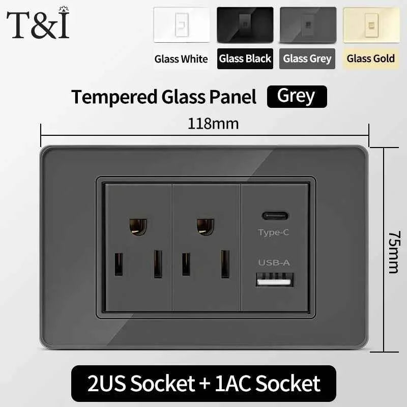 118 Series Wall Socket with Dual USB Type-C Ports – 110V