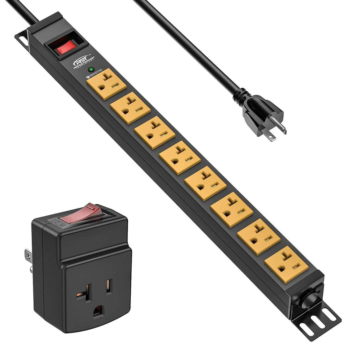 ETL Listed 20A Heavy Duty Power Strip 8-Outlet