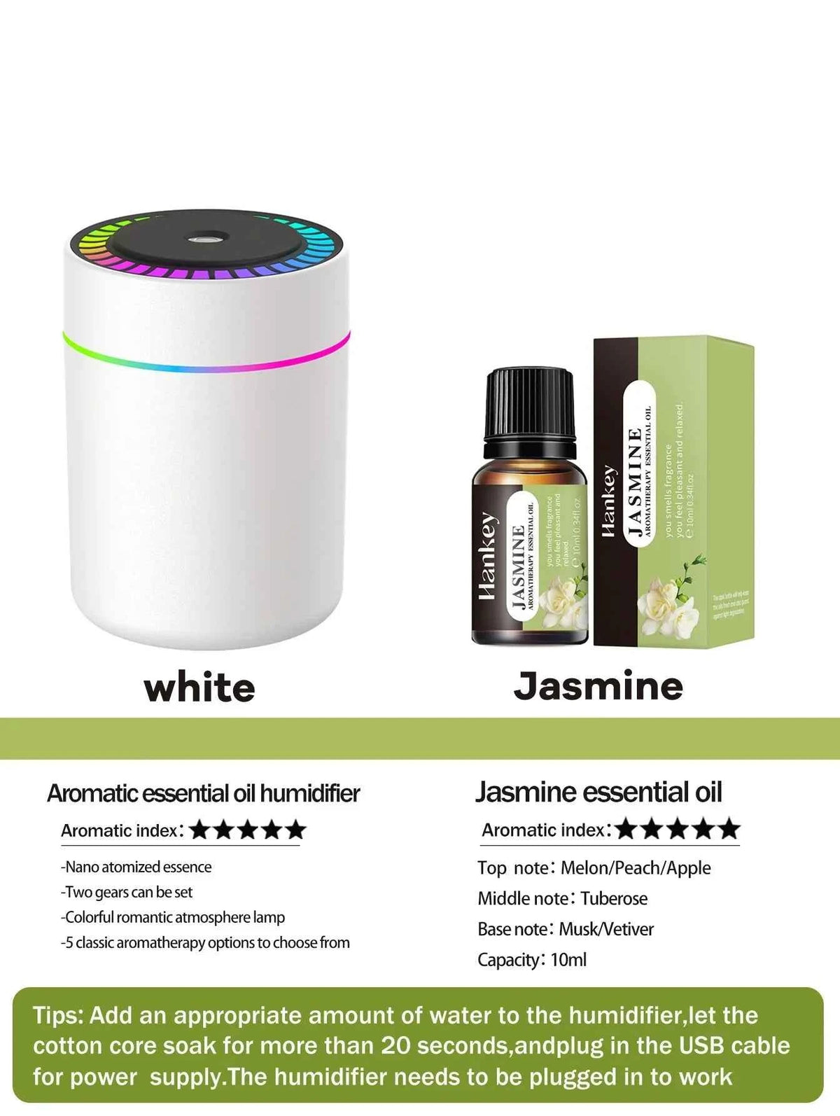 180ml Aromatherapy Diffuser Humidifier with LED Light