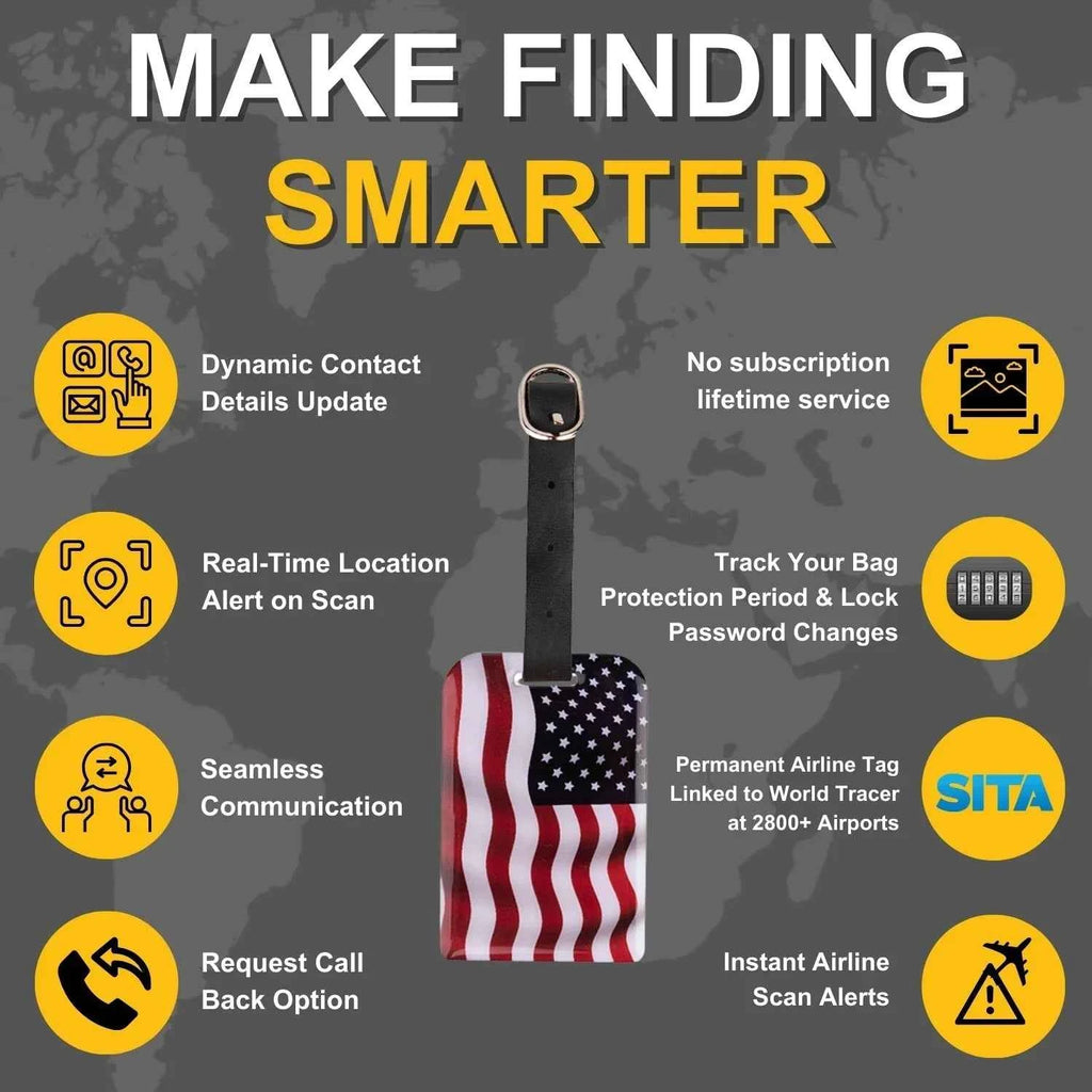 Smart Bag Security Tag USA Flag Pack 2