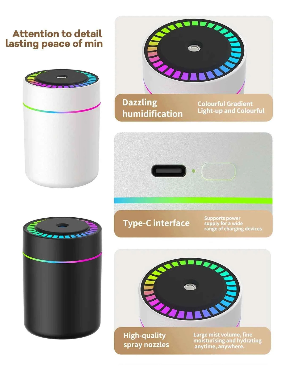 180ml Aromatherapy Diffuser Humidifier with LED Light