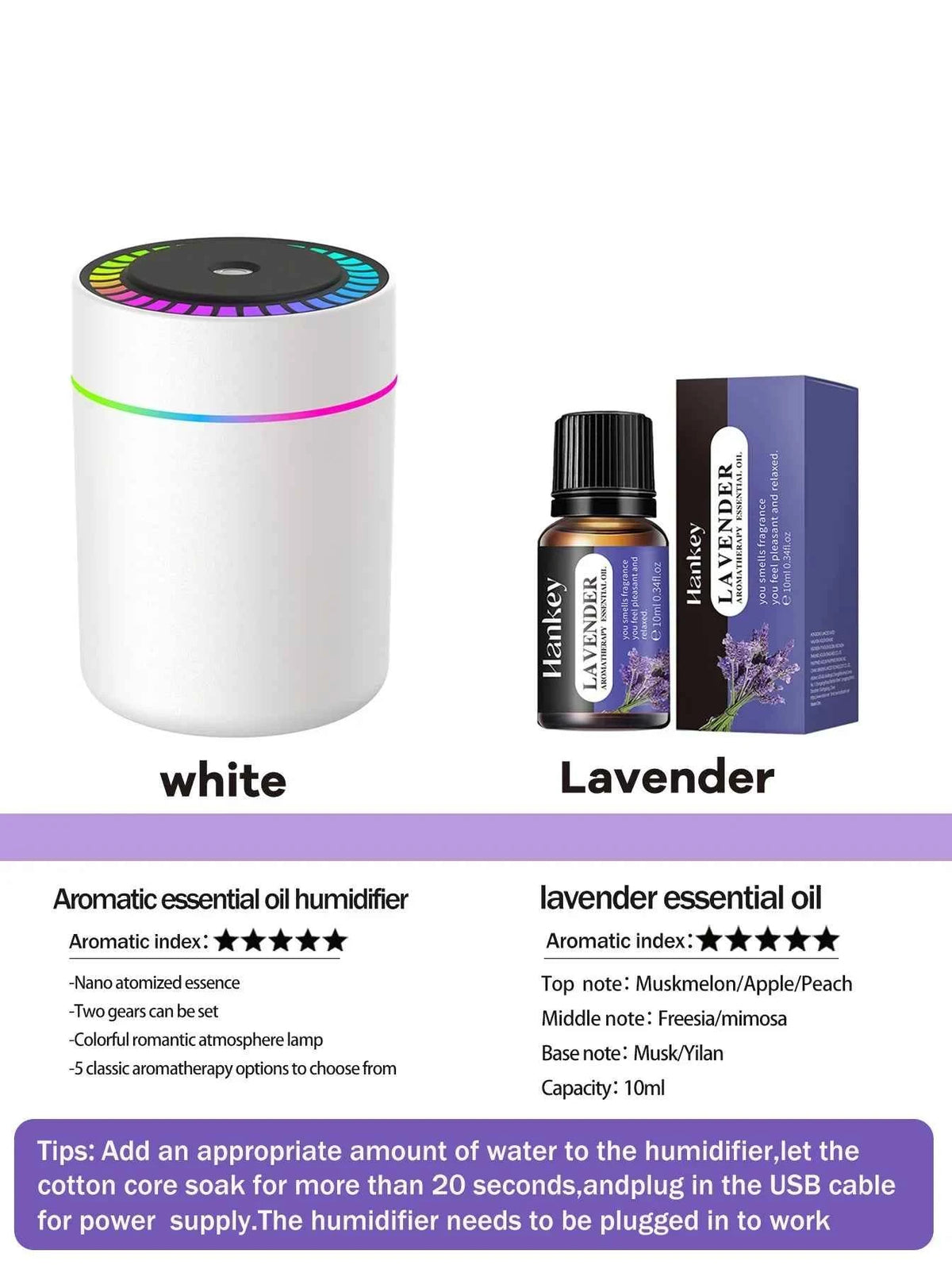 180ml Aromatherapy Diffuser Humidifier with LED Light