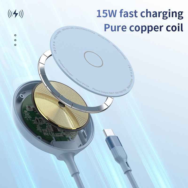 Magnetic wireless charger suitable for iPhone 13/14 single charging mobile phone wireless charger with small holder - Electrifick Wants