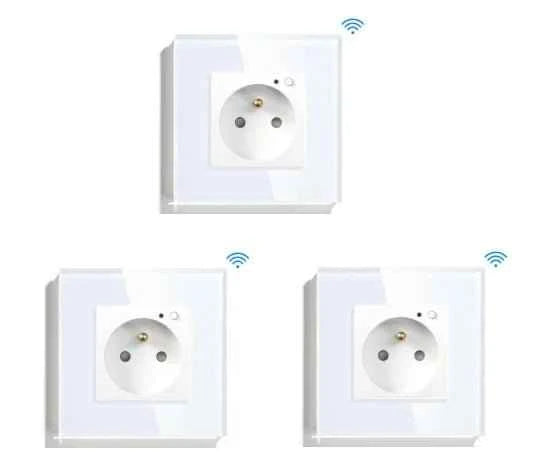 BSEED WiFi Smart Wall Socket France Standard with Crystal Glass Panel