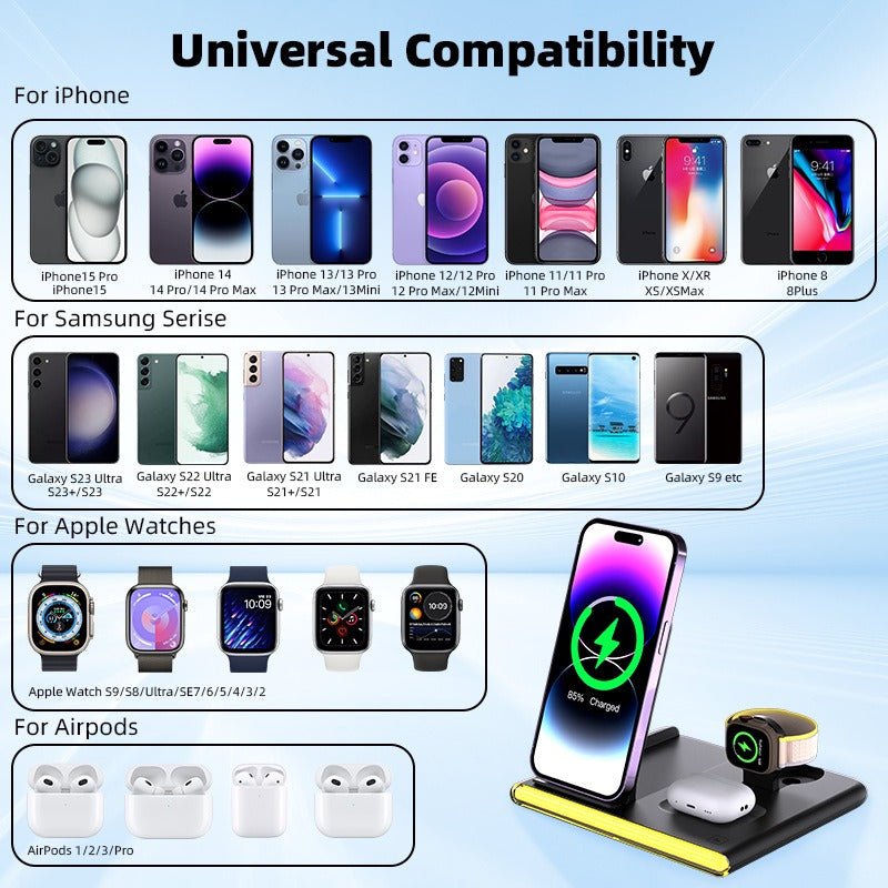 3-in-1 wireless charging folding 3-in-1 wireless charger suitable for Apple and Samsung wireless charging - Electrifick Wants