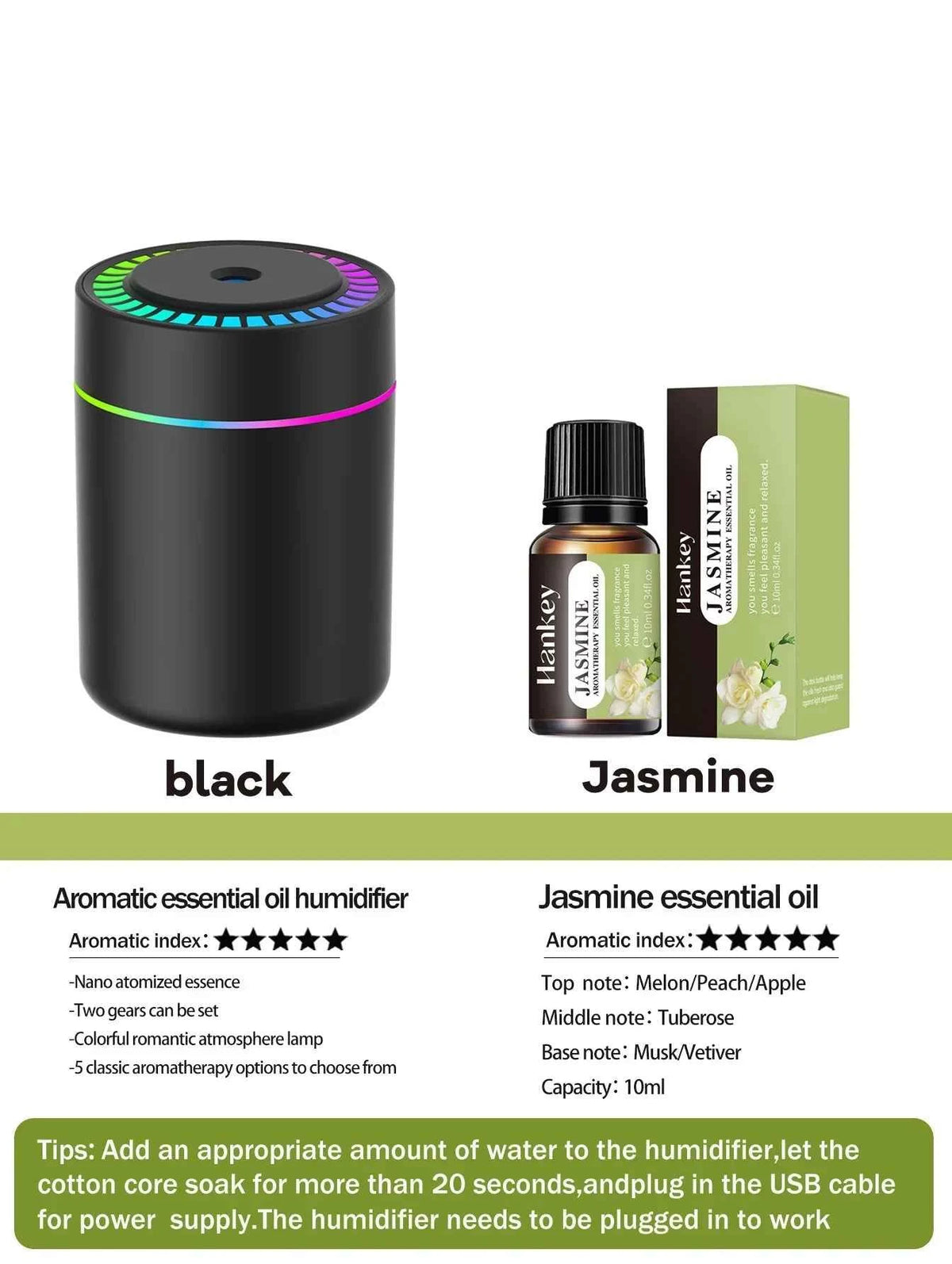 180ml Aromatherapy Diffuser Humidifier with LED Light