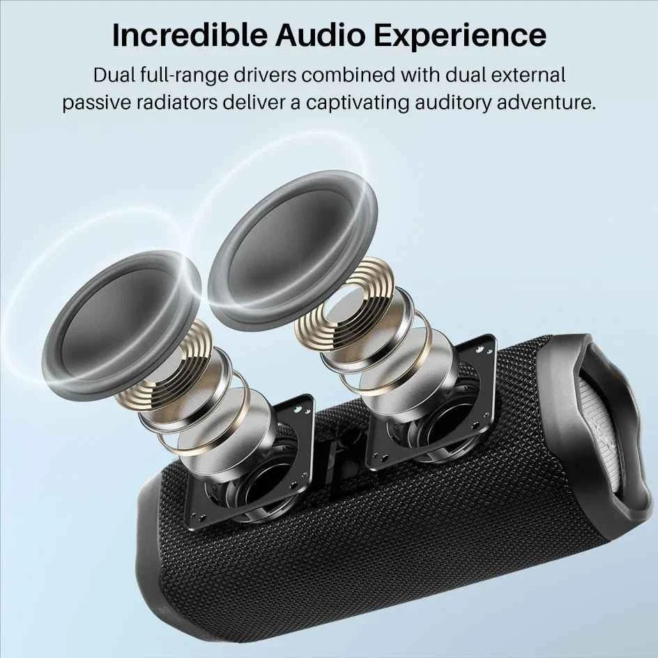 Bluetooth Speaker with Dual Drivers & Dual Bass Diaphragms