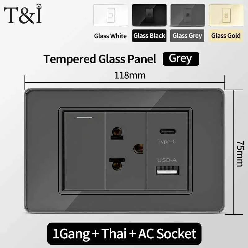 118 Series Wall Socket with Dual USB Type-C Ports – 110V