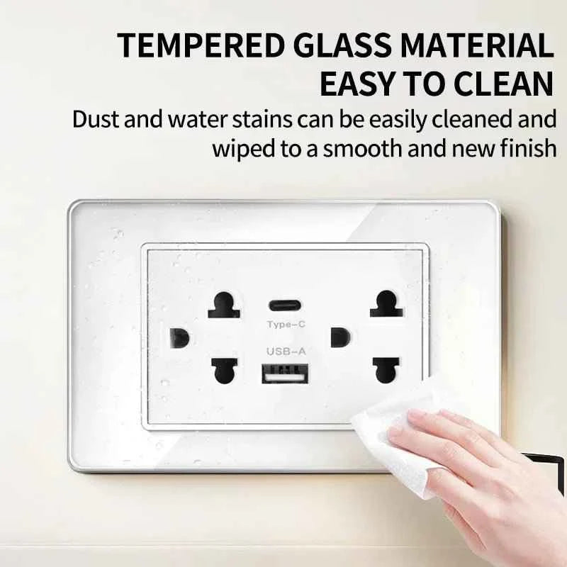 118 Series Wall Socket with Dual USB Type-C Ports – 110V