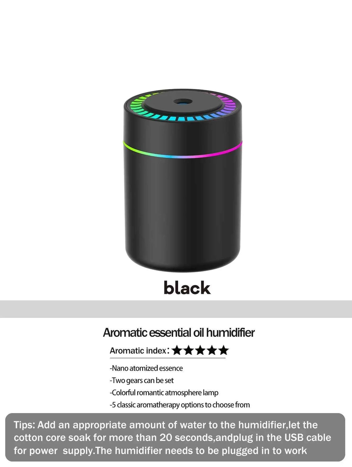 180ml Aromatherapy Diffuser Humidifier with LED Light