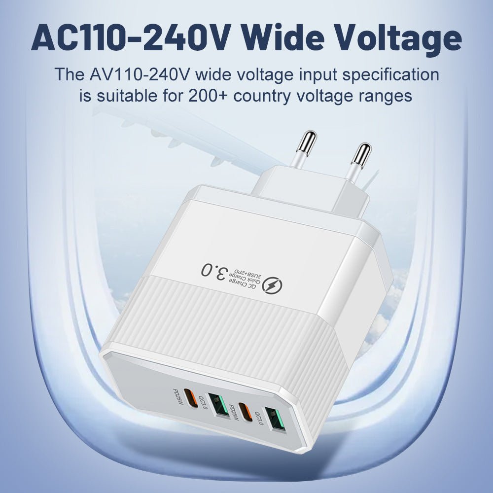 4-in-1 2USB+2PD mobile charger, tablet plug, super fast charging multi port plug - Electrifick Wants