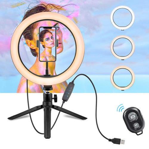 10 Inch 26CM Ring Light with Stand - Rovtop LED Camera Selfie Light Ring for iPhone Tripod and Phone Holder for Video Photography - Electrifick Wants