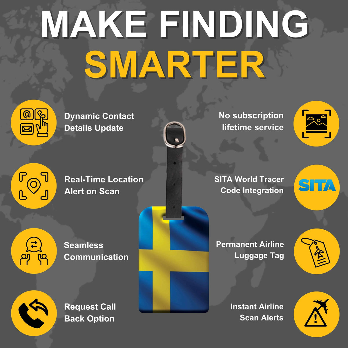 Smart Bag Security Tag Sweden Flag Pack 2