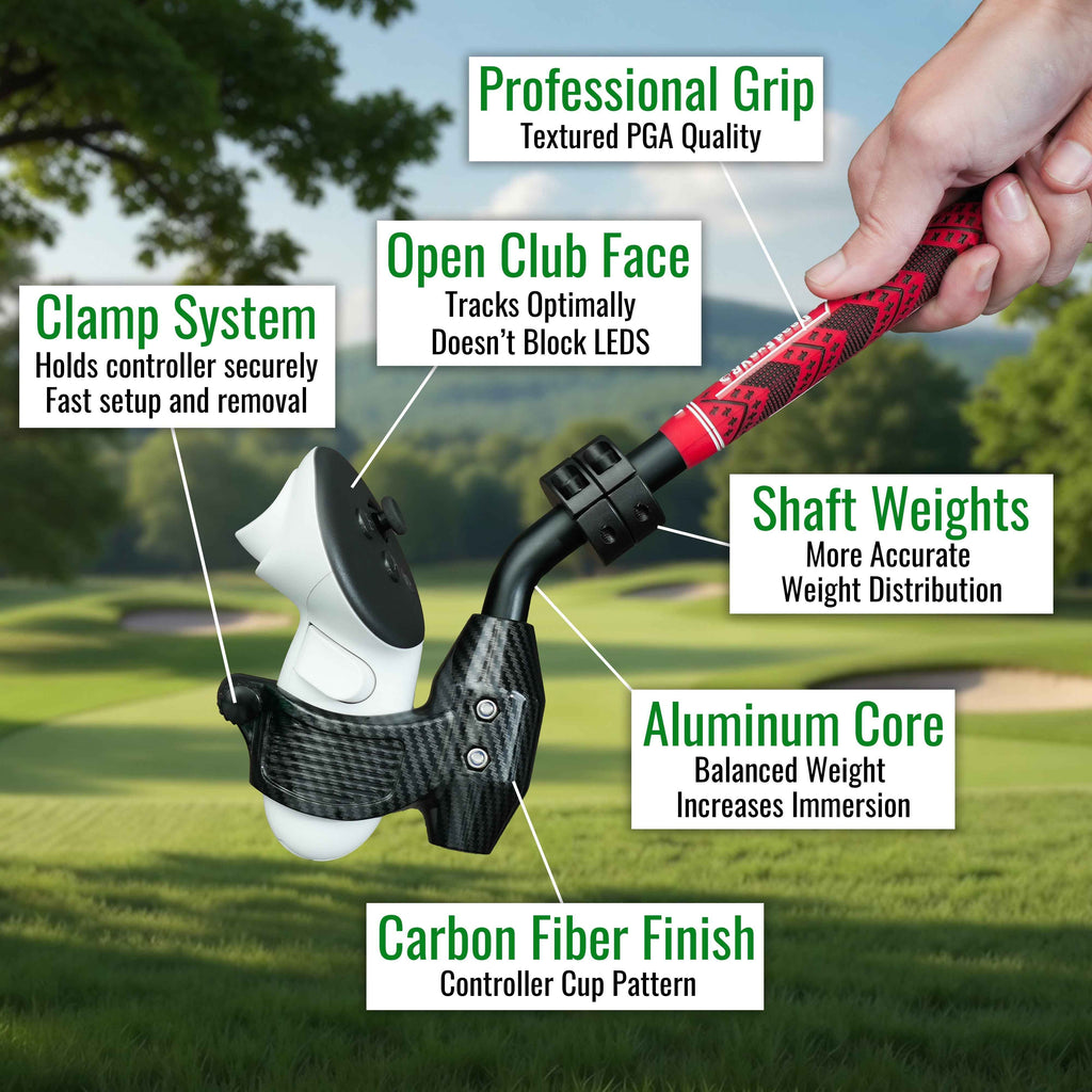 DriVR Ace - VR Golf Club Handle Accessory - Compatible with Quest 3/3s and Pro