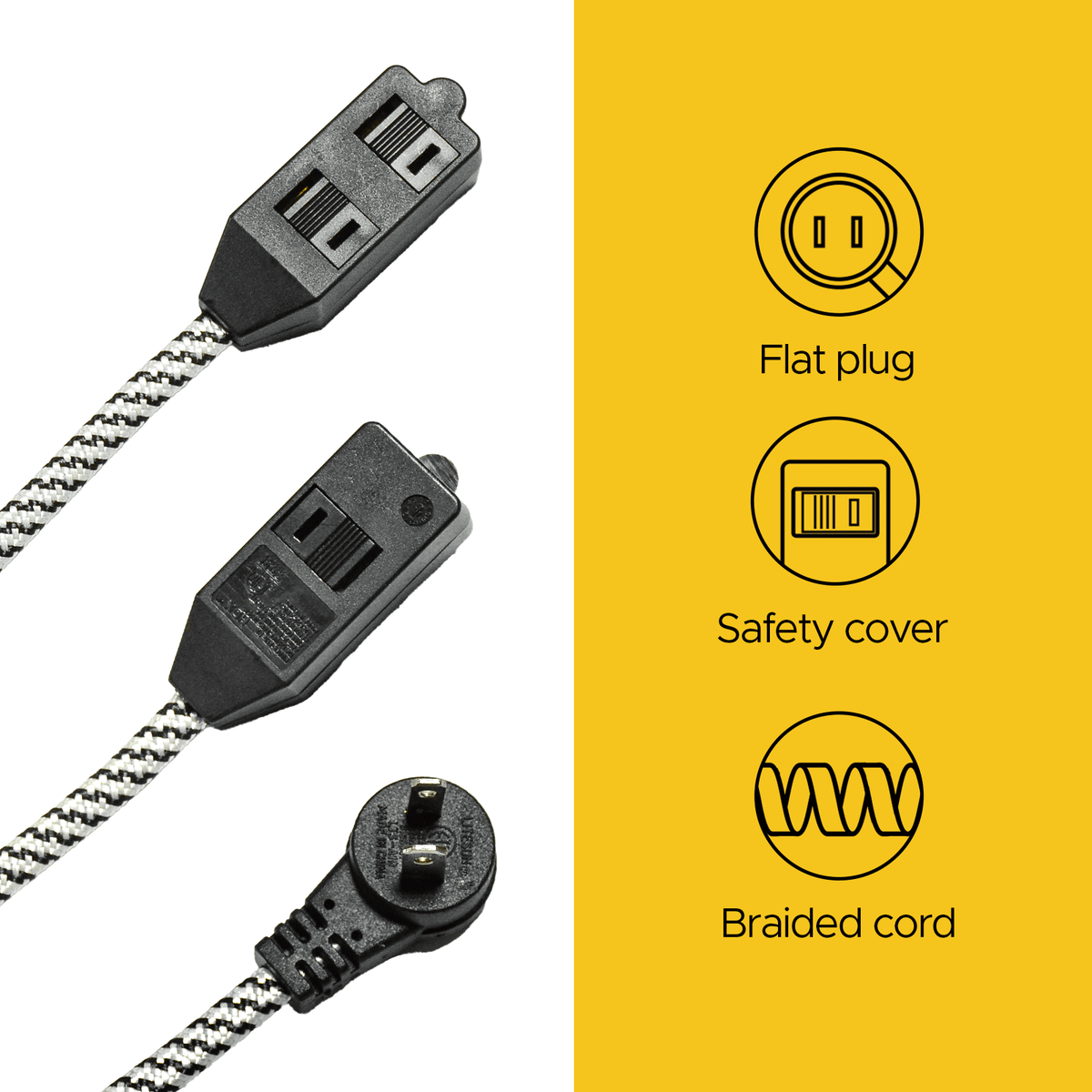 CRST 2-Pack 12ft Braided Flat Extension Cord - Electrifick Wants