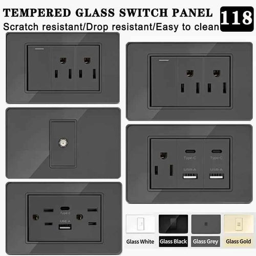 118 Series Wall Socket with Dual USB Type-C Ports – 110V