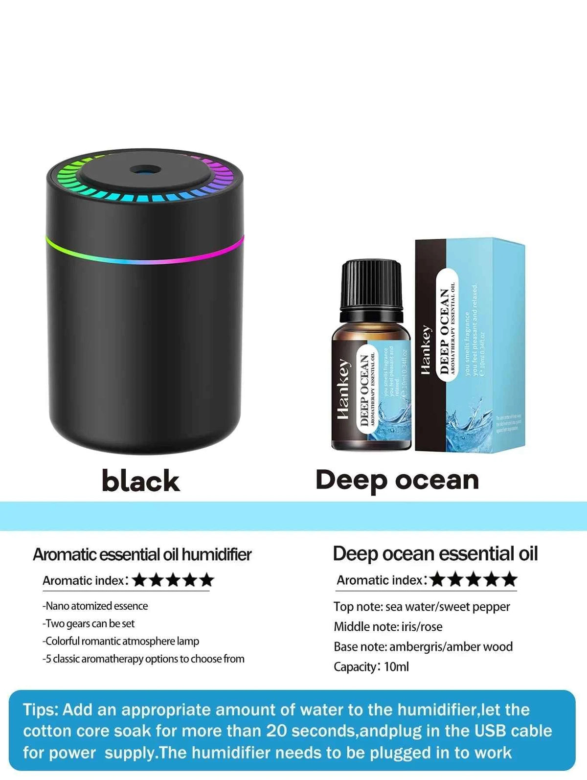 180ml Aromatherapy Diffuser Humidifier with LED Light